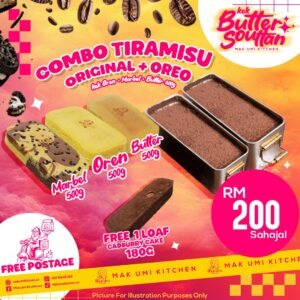Promo Terhad : Kek Butter + Marble + Oren + Tiramisu Ori & Oren + Percuma Loaf Cadburry